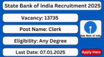 SBI Clerk Recruitment 2025 – Apply Online for 13735 Posts